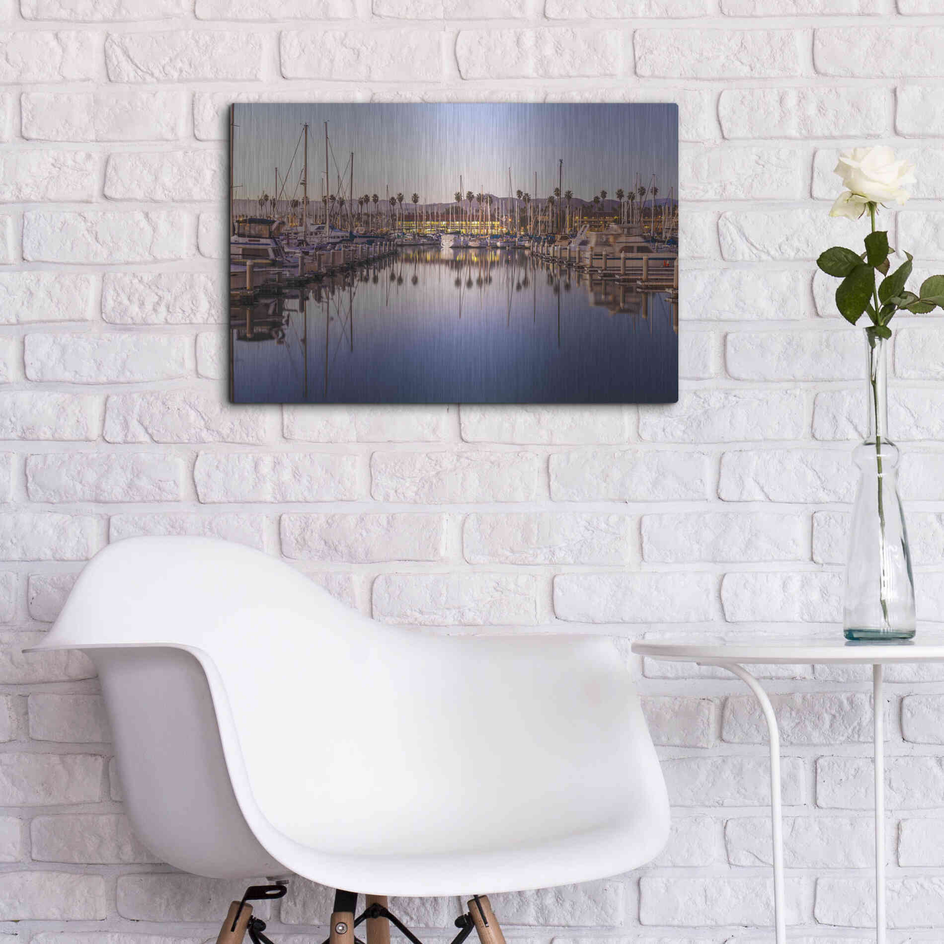 Luxe Metal Art 'Marina Reflected' by Chris Moyer, Metal Wall Art,24x16