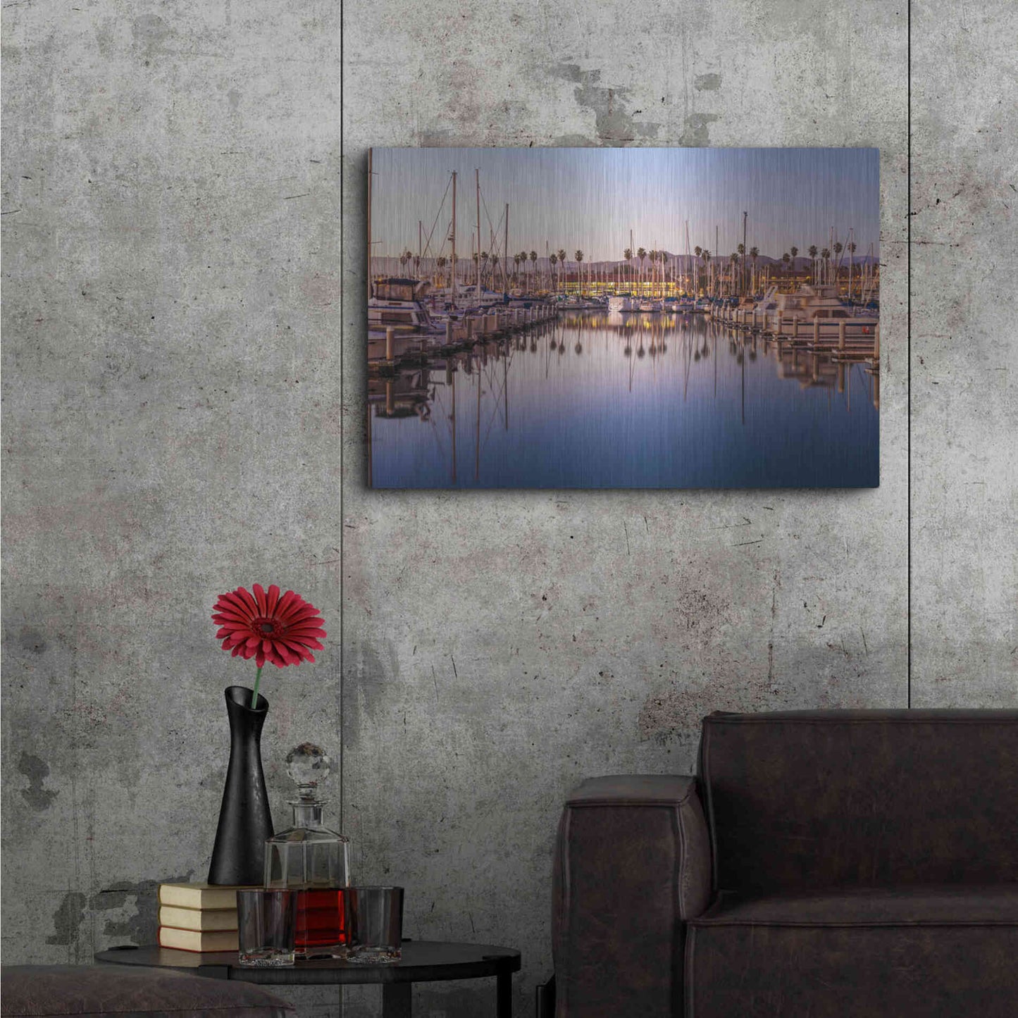 Luxe Metal Art 'Marina Reflected' by Chris Moyer, Metal Wall Art,36x24