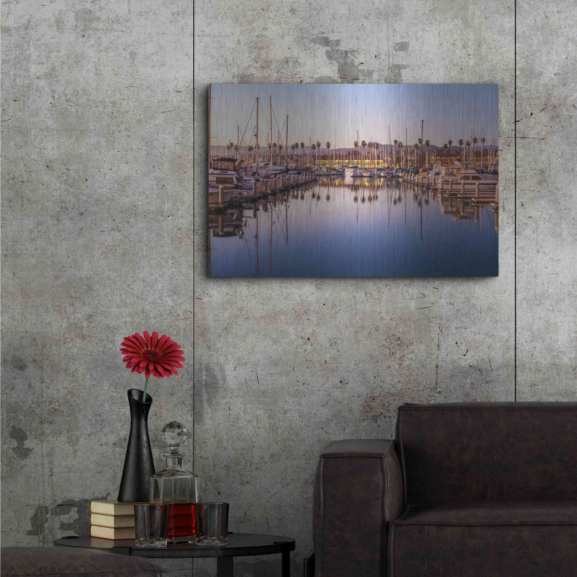 Luxe Metal Art 'Marina Reflected' by Chris Moyer, Metal Wall Art,36x24
