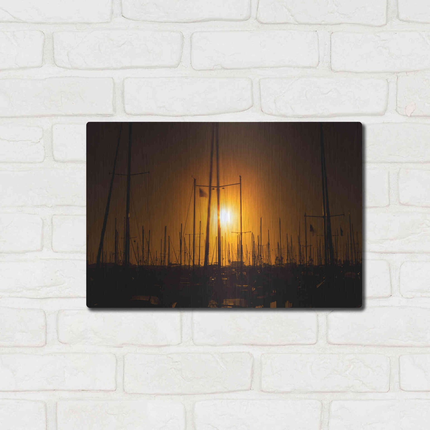 Luxe Metal Art 'Mast Sunset' by Chris Moyer, Metal Wall Art,16x12
