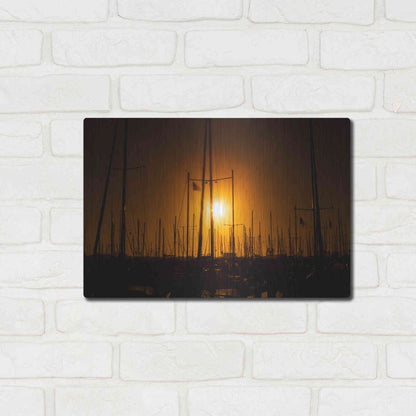 Luxe Metal Art 'Mast Sunset' by Chris Moyer, Metal Wall Art,16x12