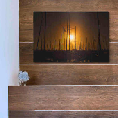 Luxe Metal Art 'Mast Sunset' by Chris Moyer, Metal Wall Art,16x12