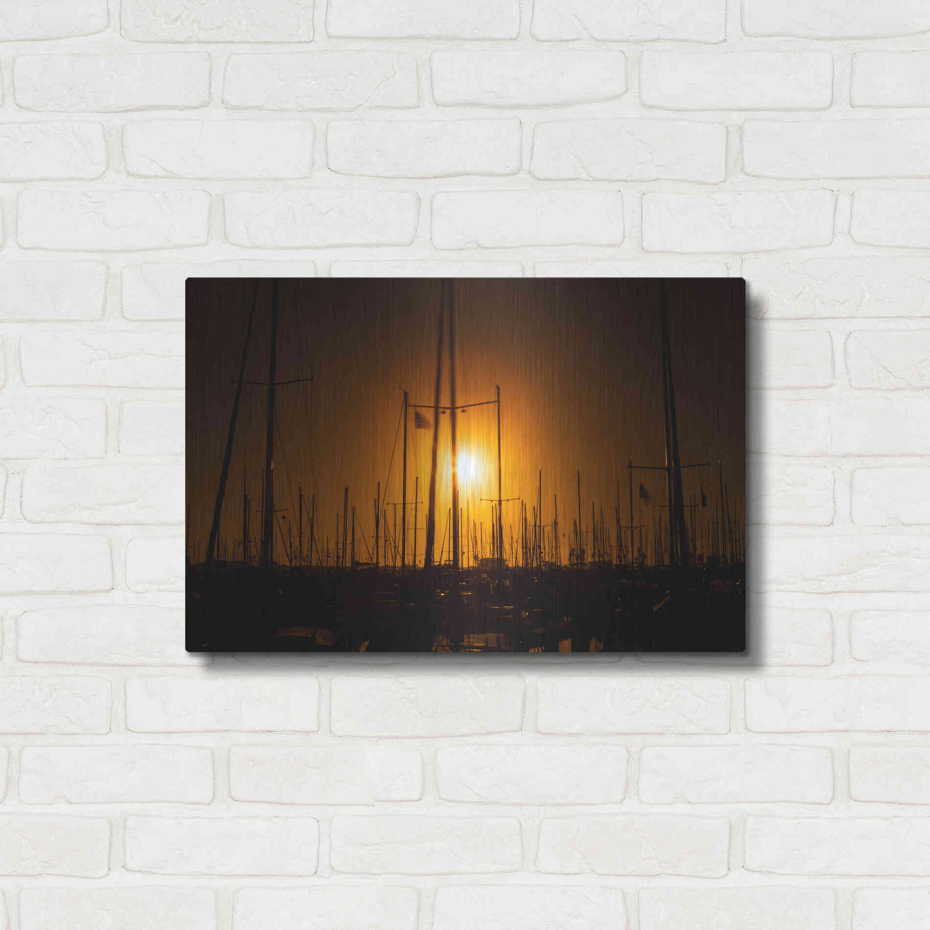 Luxe Metal Art 'Mast Sunset' by Chris Moyer, Metal Wall Art,24x16