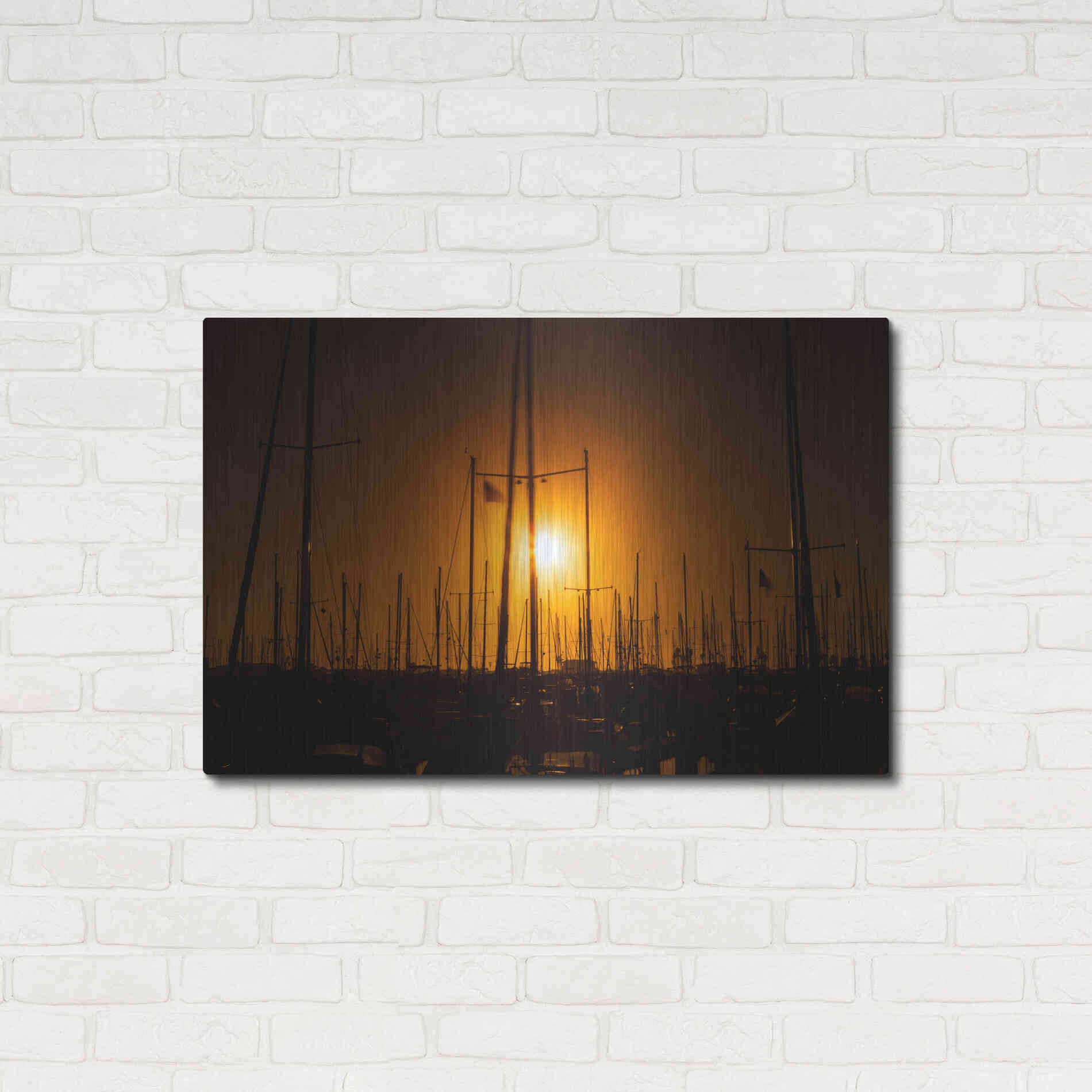 Luxe Metal Art 'Mast Sunset' by Chris Moyer, Metal Wall Art,36x24