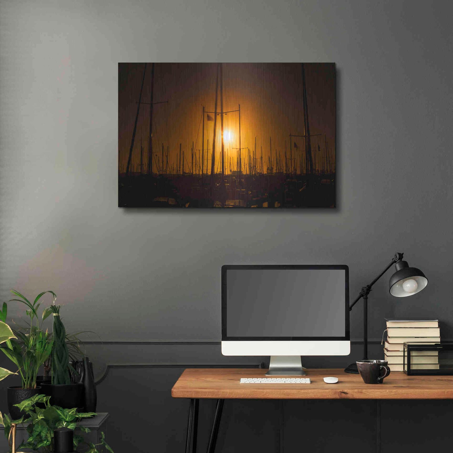 Luxe Metal Art 'Mast Sunset' by Chris Moyer, Metal Wall Art,36x24