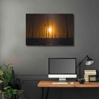 Luxe Metal Art 'Mast Sunset' by Chris Moyer, Metal Wall Art,36x24