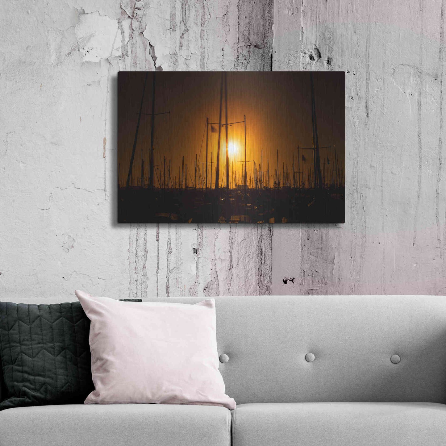 Luxe Metal Art 'Mast Sunset' by Chris Moyer, Metal Wall Art,36x24