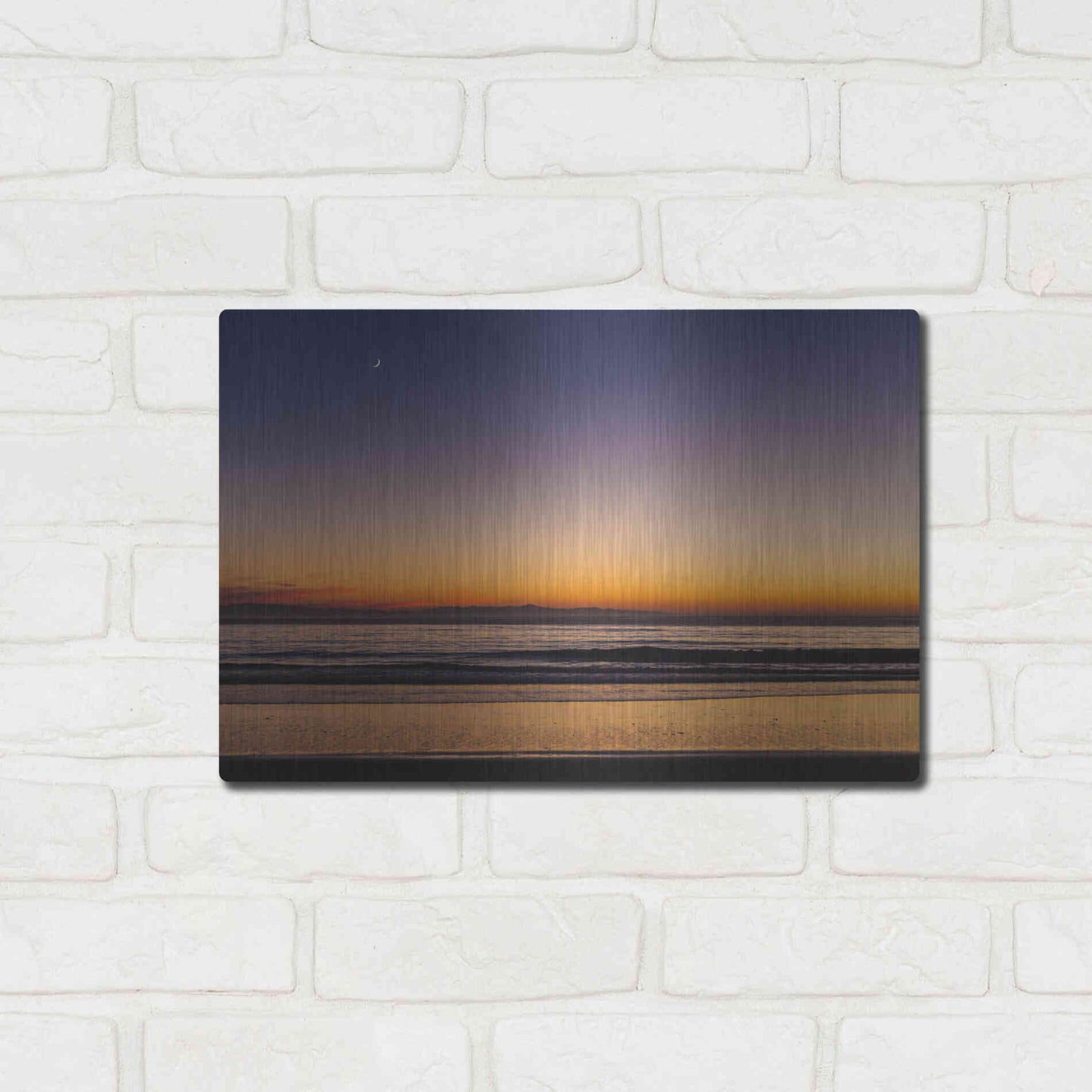 Luxe Metal Art 'Moonrise Sunset' by Chris Moyer, Metal Wall Art,16x12