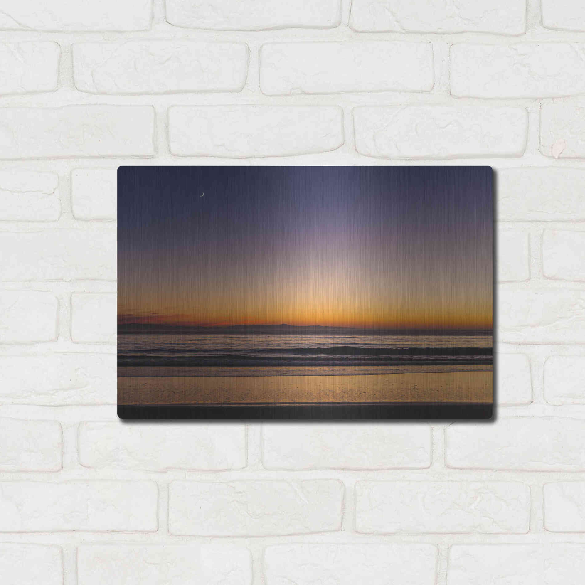 Luxe Metal Art 'Moonrise Sunset' by Chris Moyer, Metal Wall Art,16x12