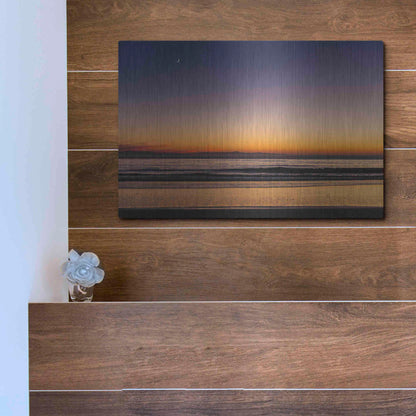 Luxe Metal Art 'Moonrise Sunset' by Chris Moyer, Metal Wall Art,16x12