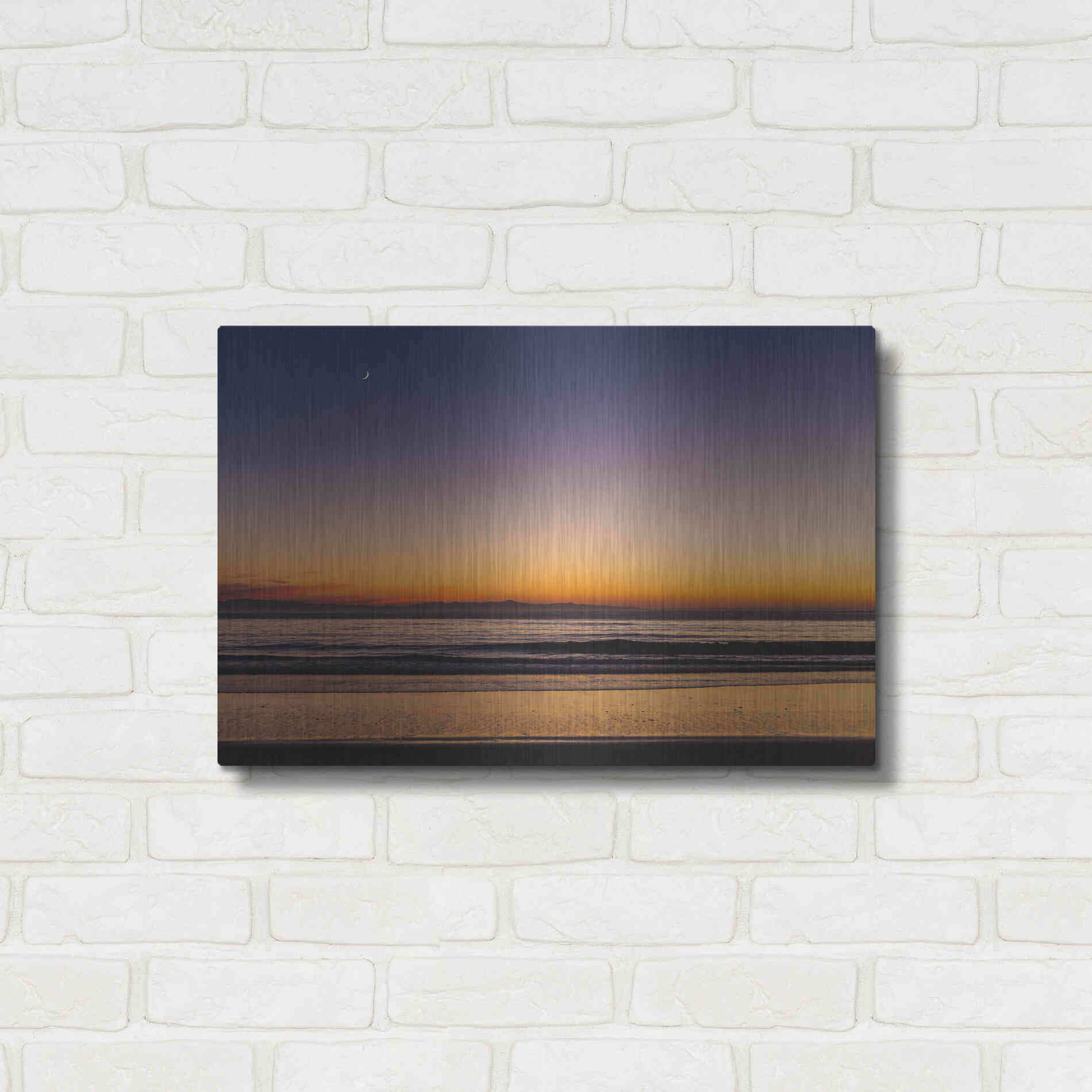 Luxe Metal Art 'Moonrise Sunset' by Chris Moyer, Metal Wall Art,24x16