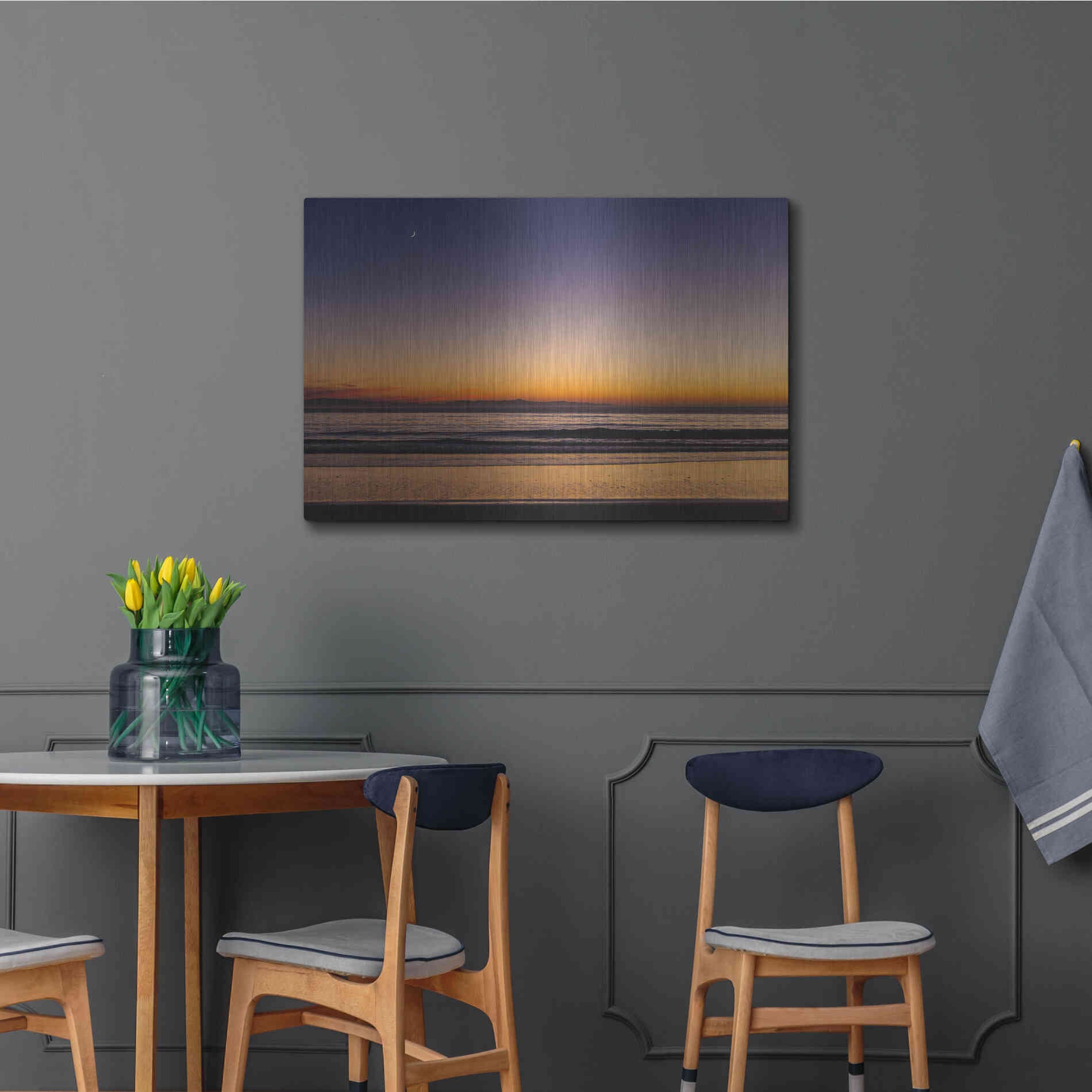 Luxe Metal Art 'Moonrise Sunset' by Chris Moyer, Metal Wall Art,36x24