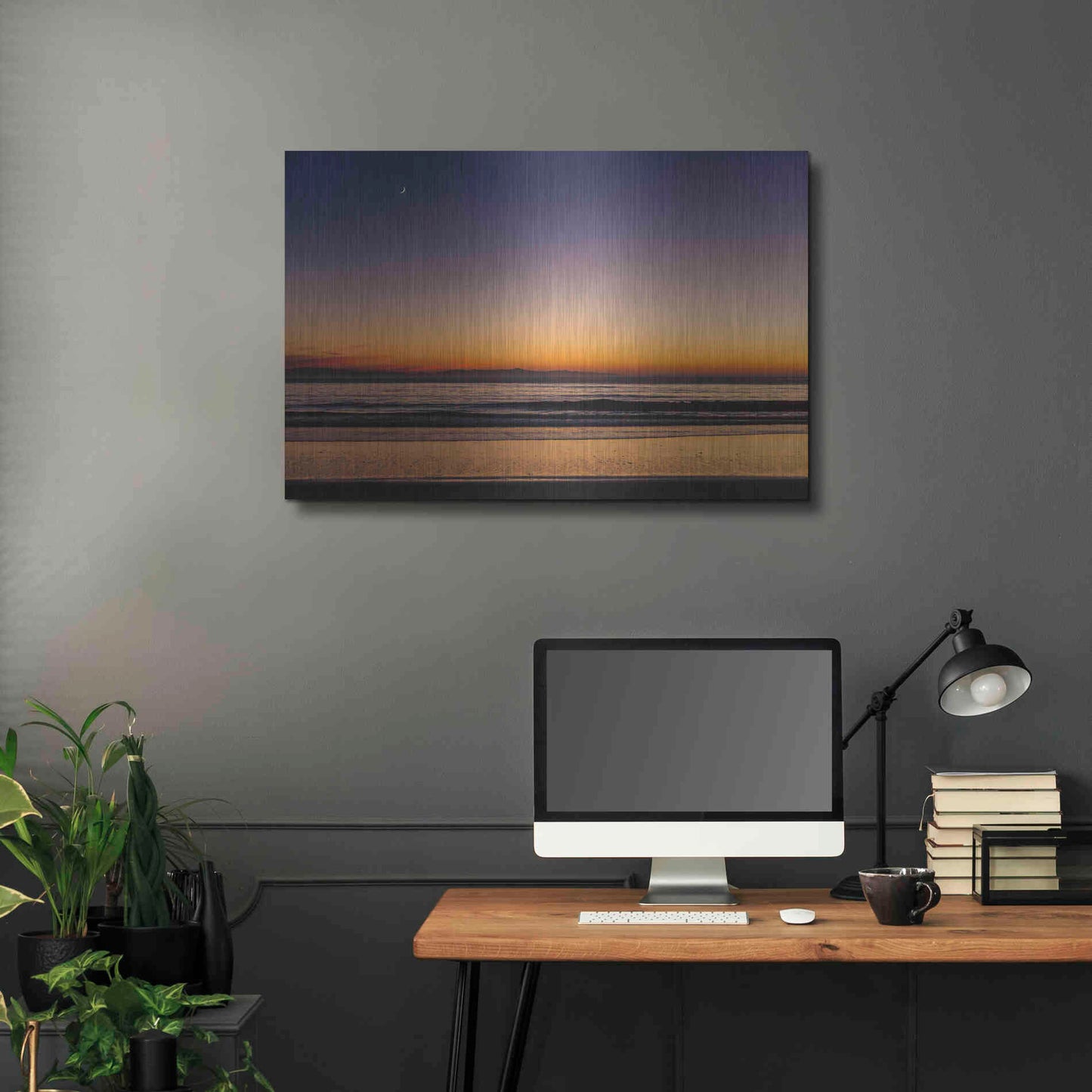 Luxe Metal Art 'Moonrise Sunset' by Chris Moyer, Metal Wall Art,36x24