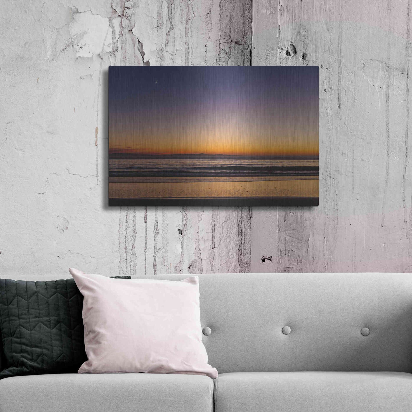 Luxe Metal Art 'Moonrise Sunset' by Chris Moyer, Metal Wall Art,36x24