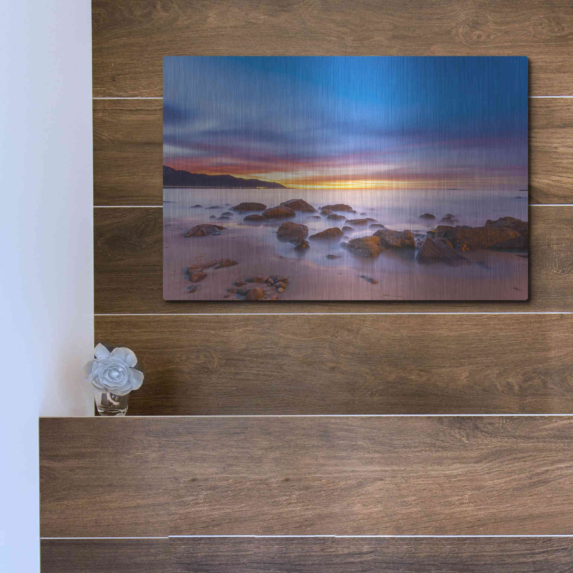 Luxe Metal Art 'Mussel Shoals Morning' by Chris Moyer, Metal Wall Art,16x12