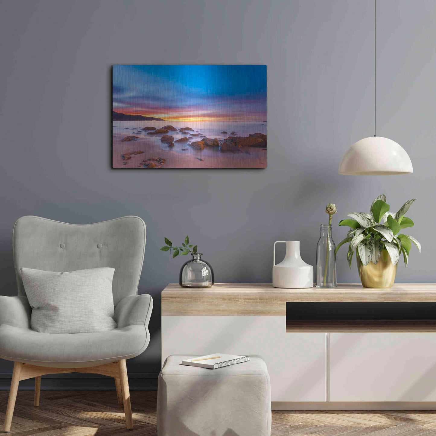 Luxe Metal Art 'Mussel Shoals Morning' by Chris Moyer, Metal Wall Art,24x16