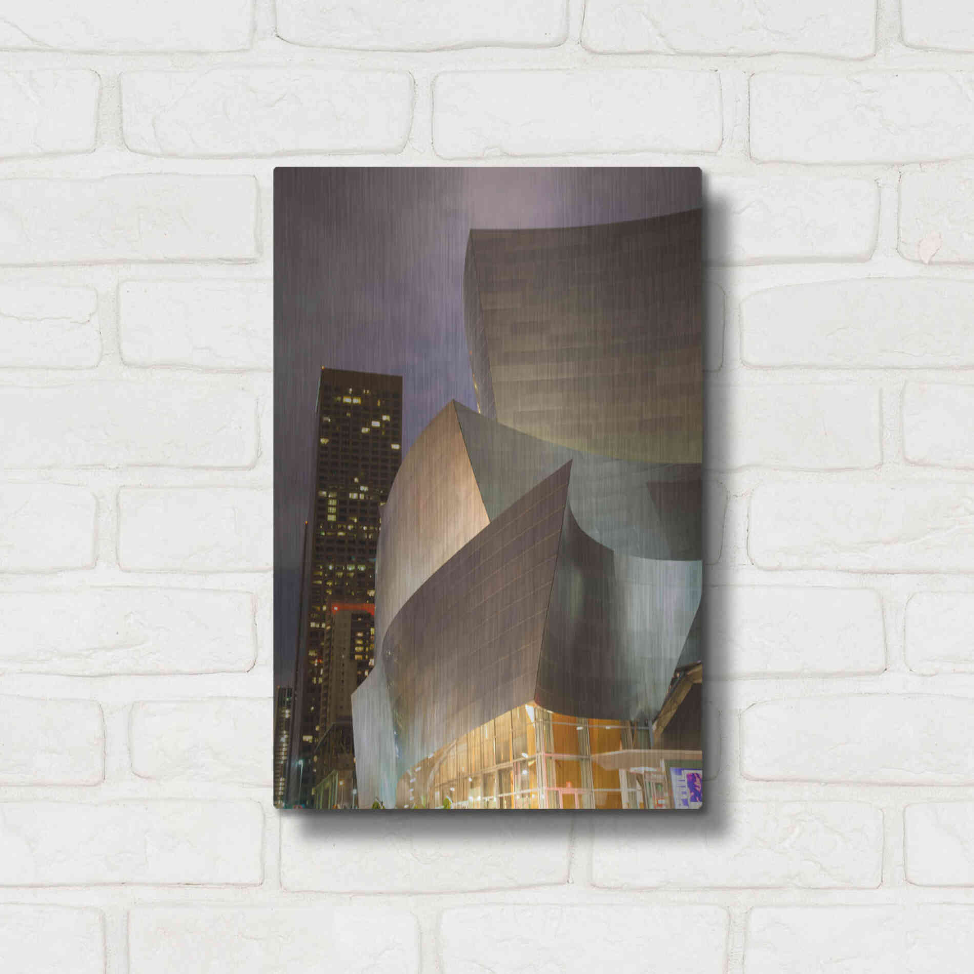 Luxe Metal Art 'Old Meets New Disney Concert Hall' by Chris Moyer, Metal Wall Art,12x16