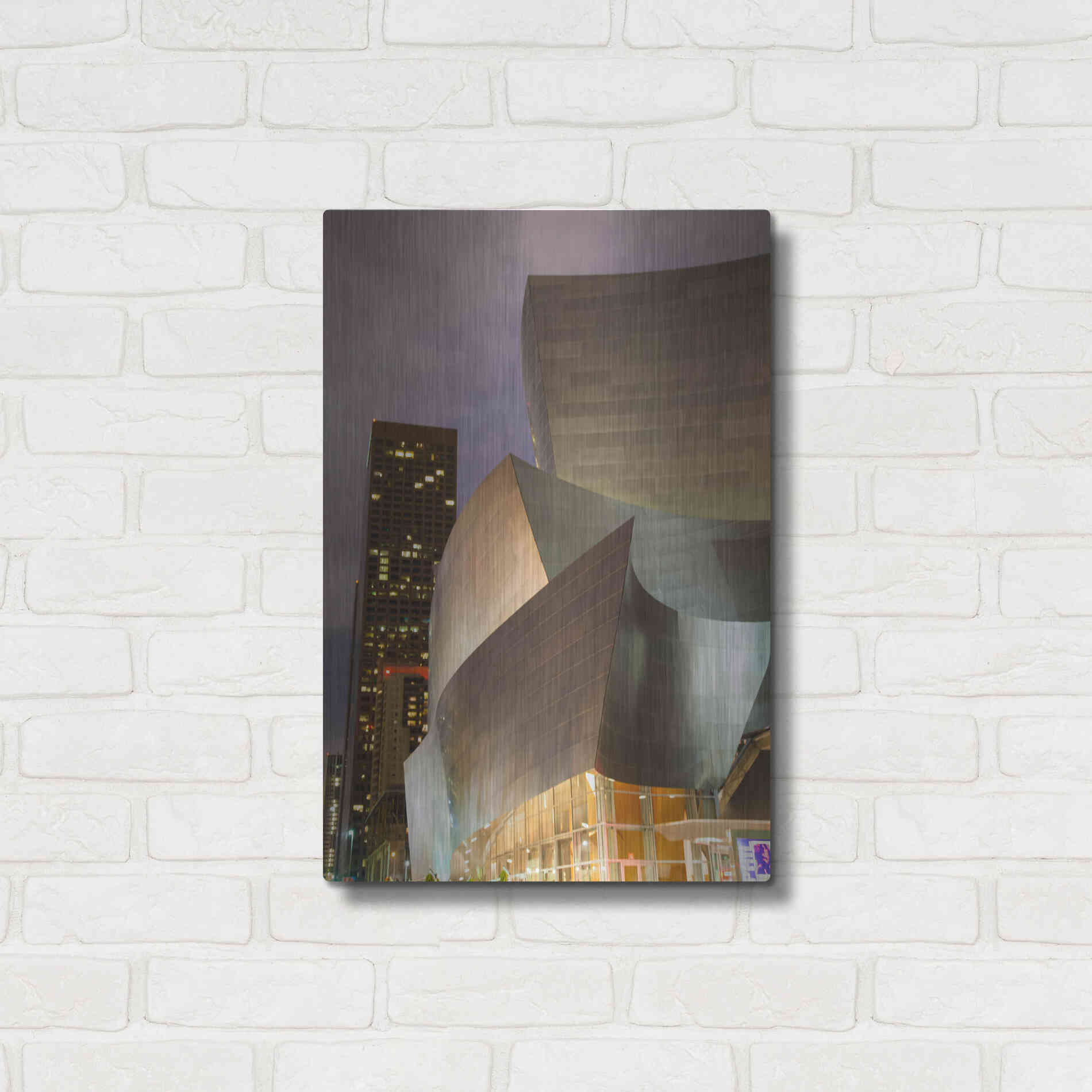 Luxe Metal Art 'Old Meets New Disney Concert Hall' by Chris Moyer, Metal Wall Art,16x24