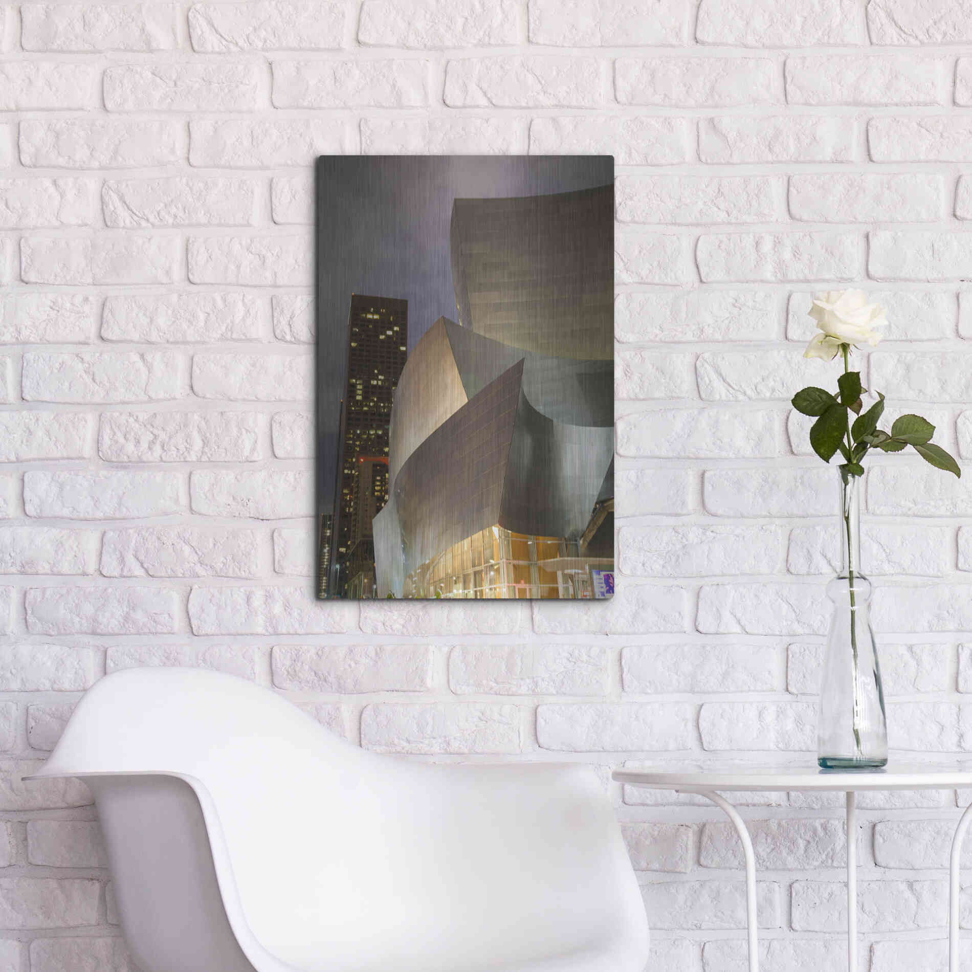 Luxe Metal Art 'Old Meets New Disney Concert Hall' by Chris Moyer, Metal Wall Art,16x24