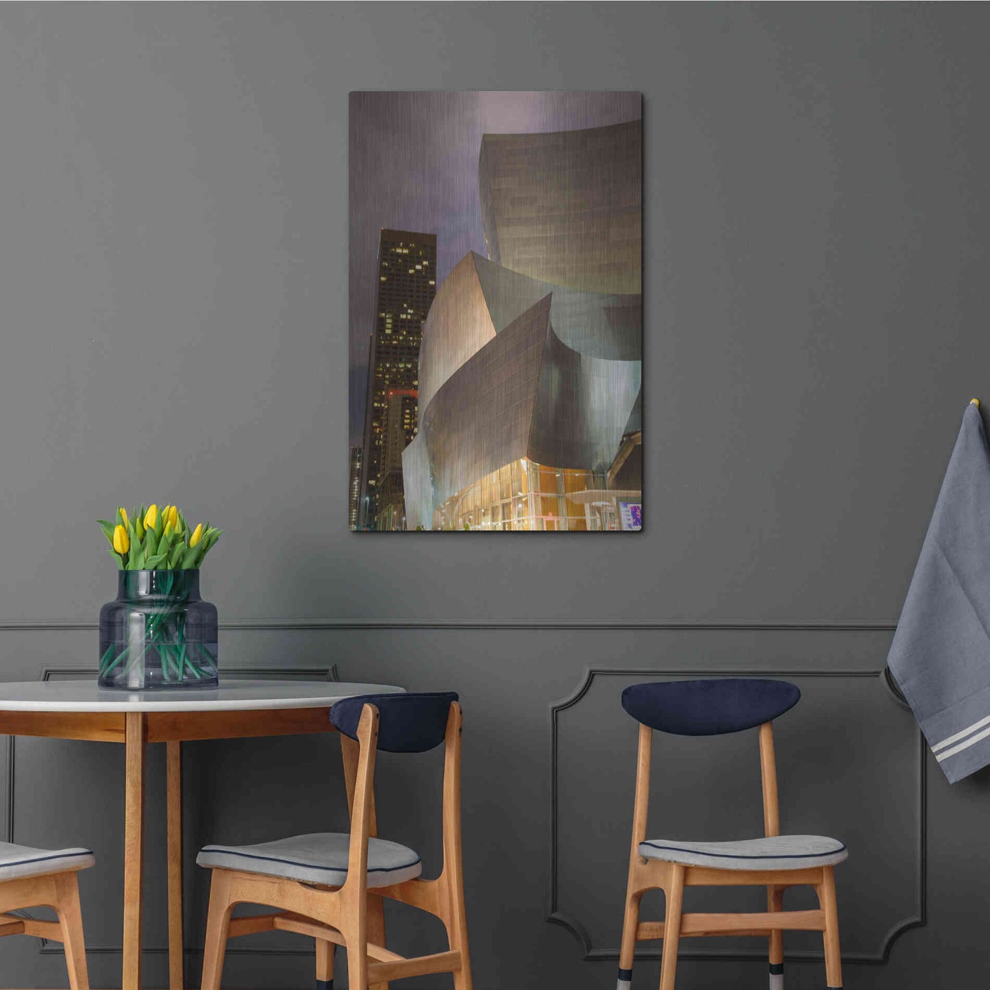 Luxe Metal Art 'Old Meets New Disney Concert Hall' by Chris Moyer, Metal Wall Art,24x36