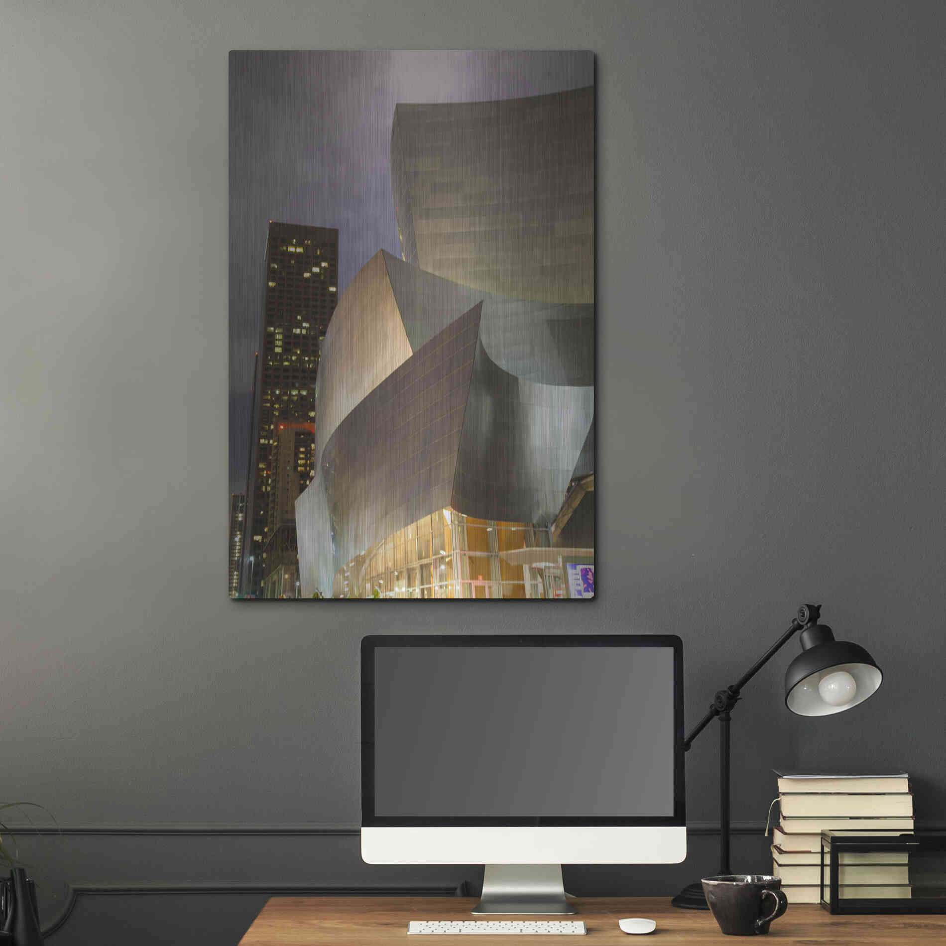 Luxe Metal Art 'Old Meets New Disney Concert Hall' by Chris Moyer, Metal Wall Art,24x36