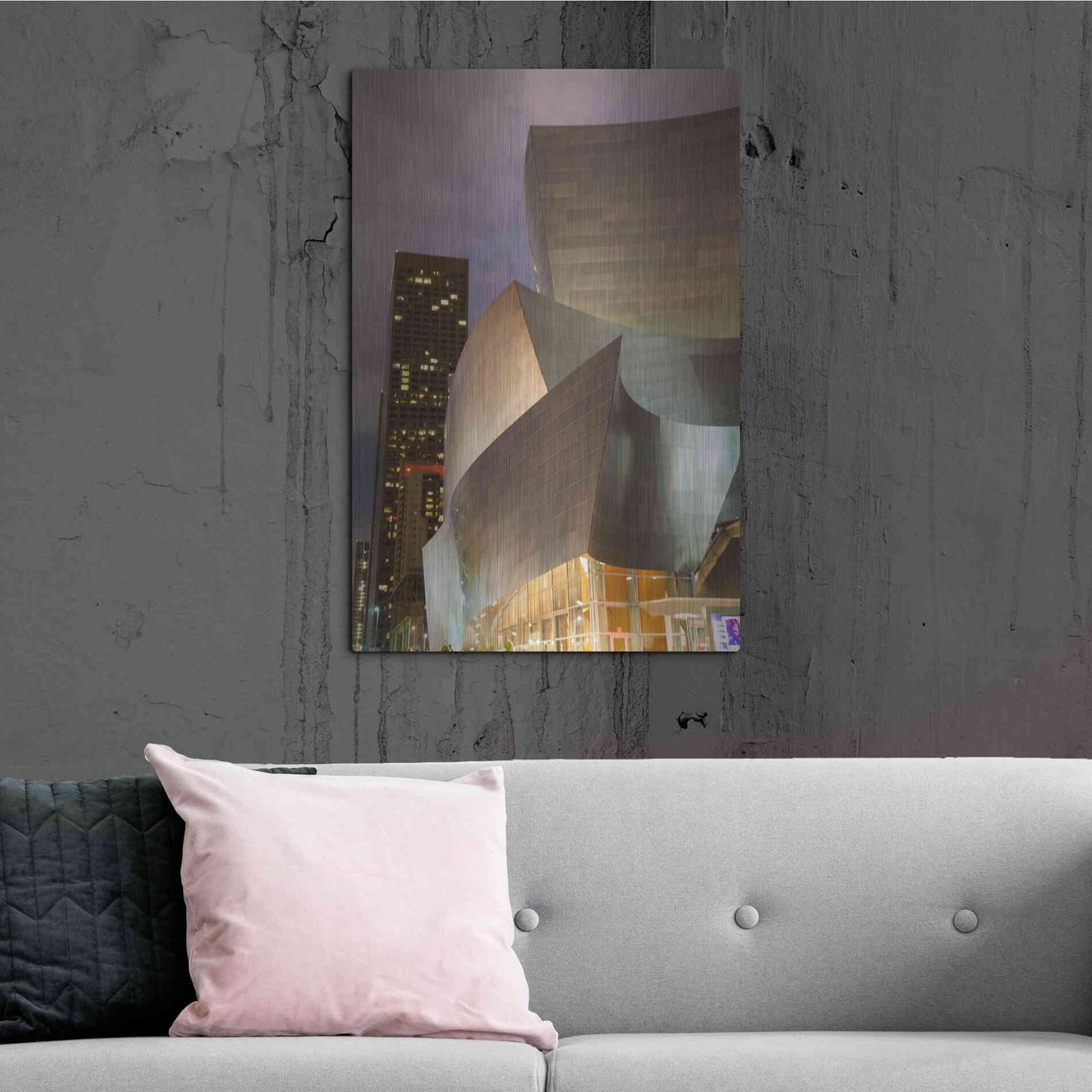 Luxe Metal Art 'Old Meets New Disney Concert Hall' by Chris Moyer, Metal Wall Art,24x36