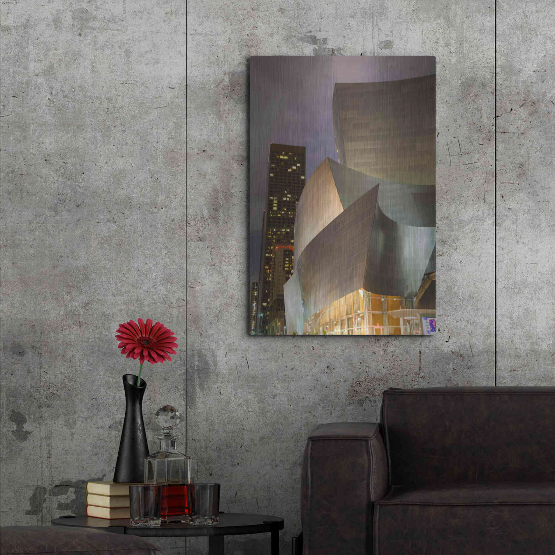 Luxe Metal Art 'Old Meets New Disney Concert Hall' by Chris Moyer, Metal Wall Art,24x36