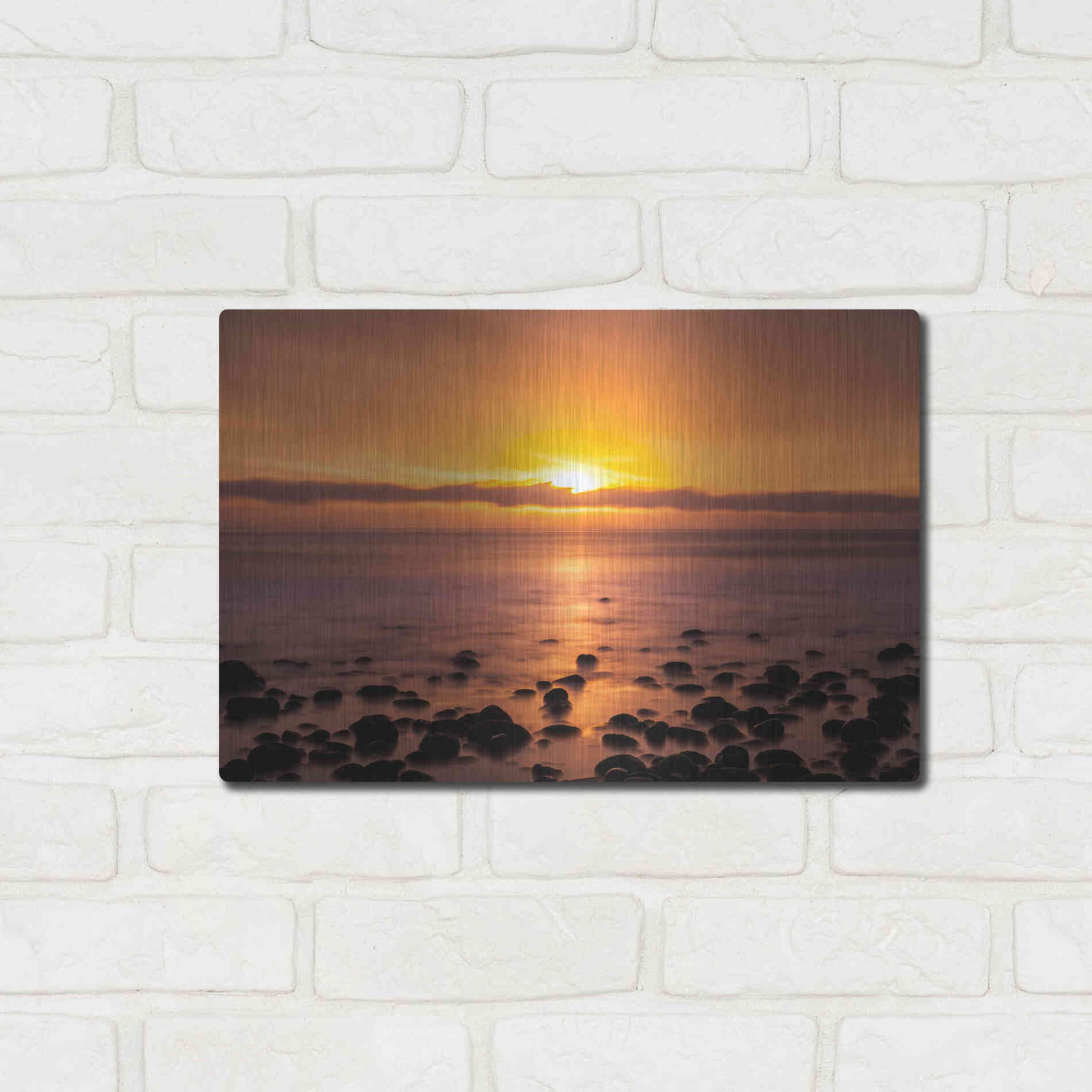 Luxe Metal Art 'Pacific Sunset' by Chris Moyer, Metal Wall Art,16x12