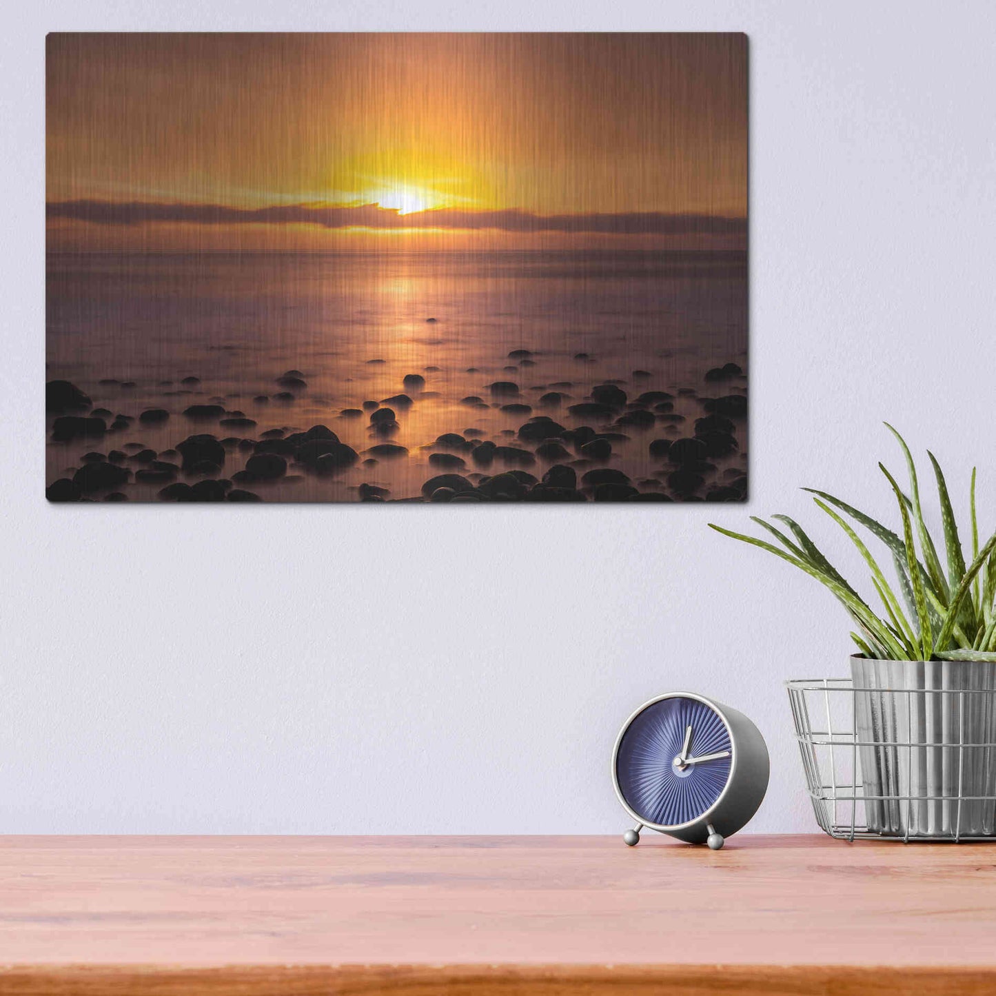Luxe Metal Art 'Pacific Sunset' by Chris Moyer, Metal Wall Art,16x12