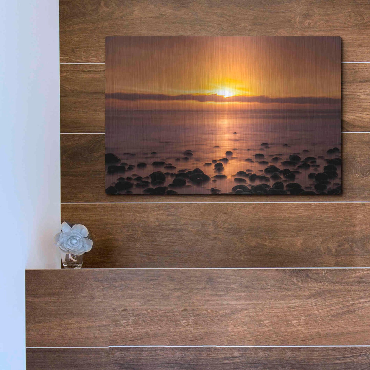 Luxe Metal Art 'Pacific Sunset' by Chris Moyer, Metal Wall Art,16x12