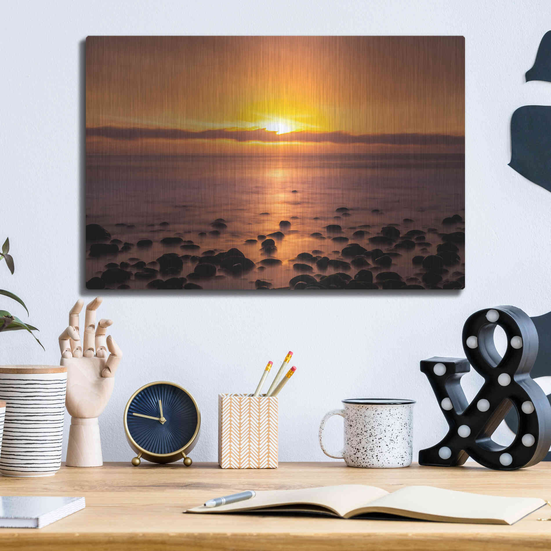 Luxe Metal Art 'Pacific Sunset' by Chris Moyer, Metal Wall Art,16x12