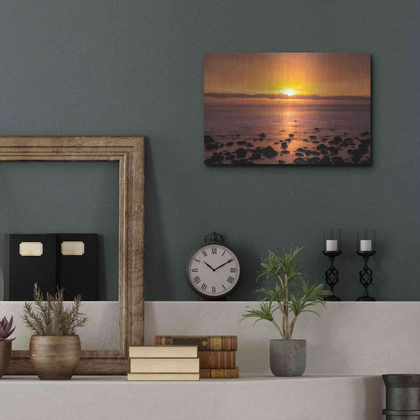 Luxe Metal Art 'Pacific Sunset' by Chris Moyer, Metal Wall Art,16x12