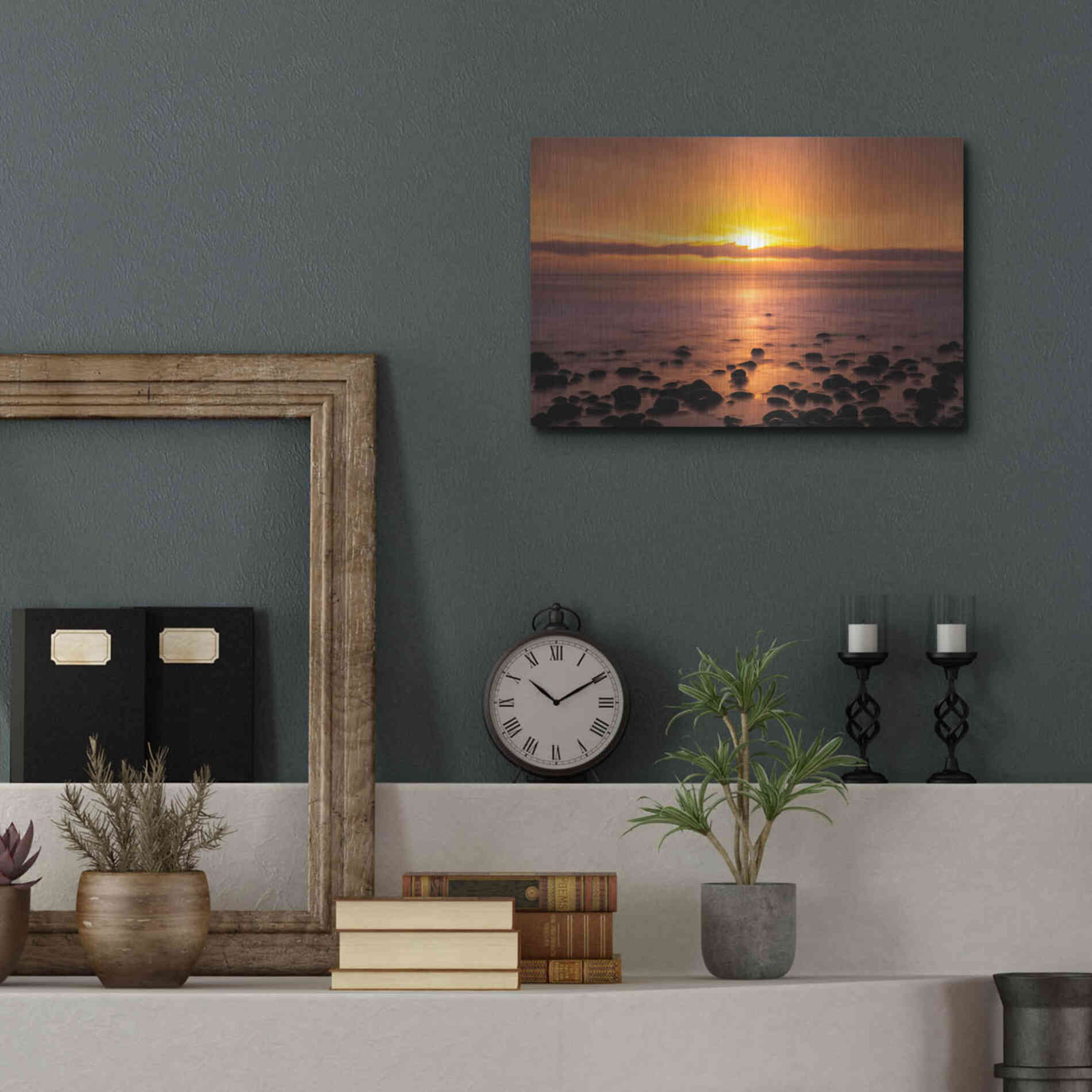 Luxe Metal Art 'Pacific Sunset' by Chris Moyer, Metal Wall Art,16x12