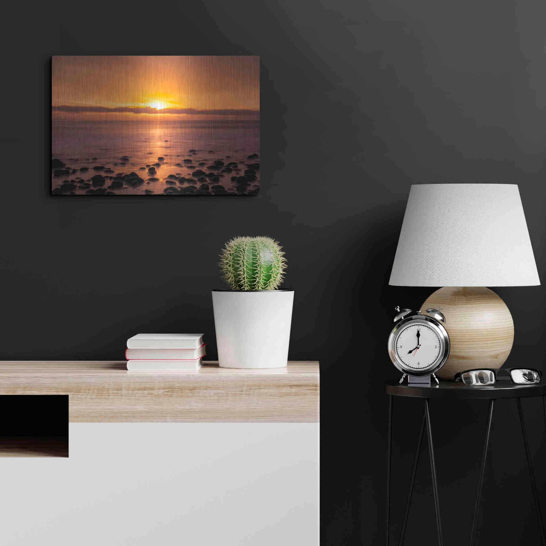 Luxe Metal Art 'Pacific Sunset' by Chris Moyer, Metal Wall Art,24x16