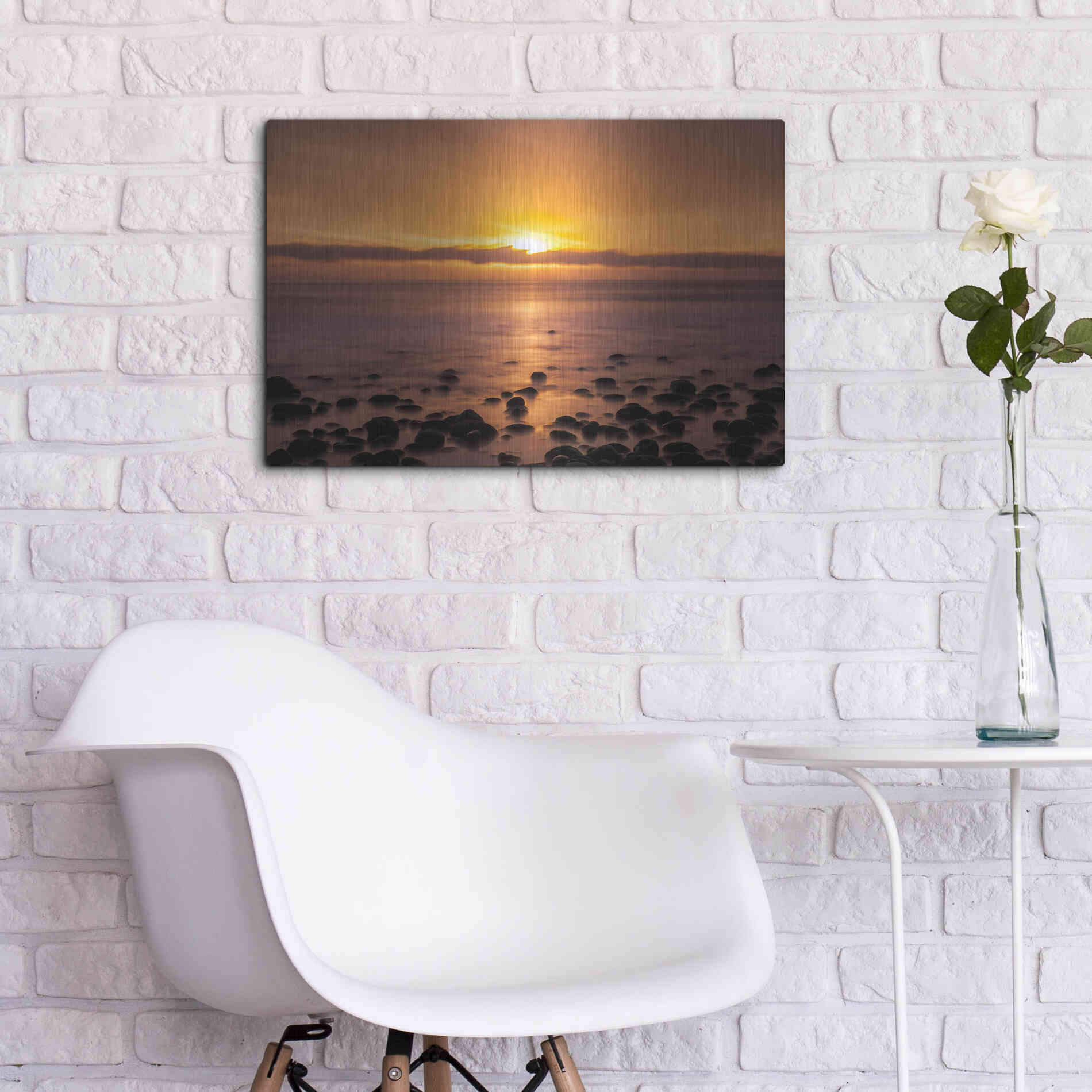 Luxe Metal Art 'Pacific Sunset' by Chris Moyer, Metal Wall Art,24x16