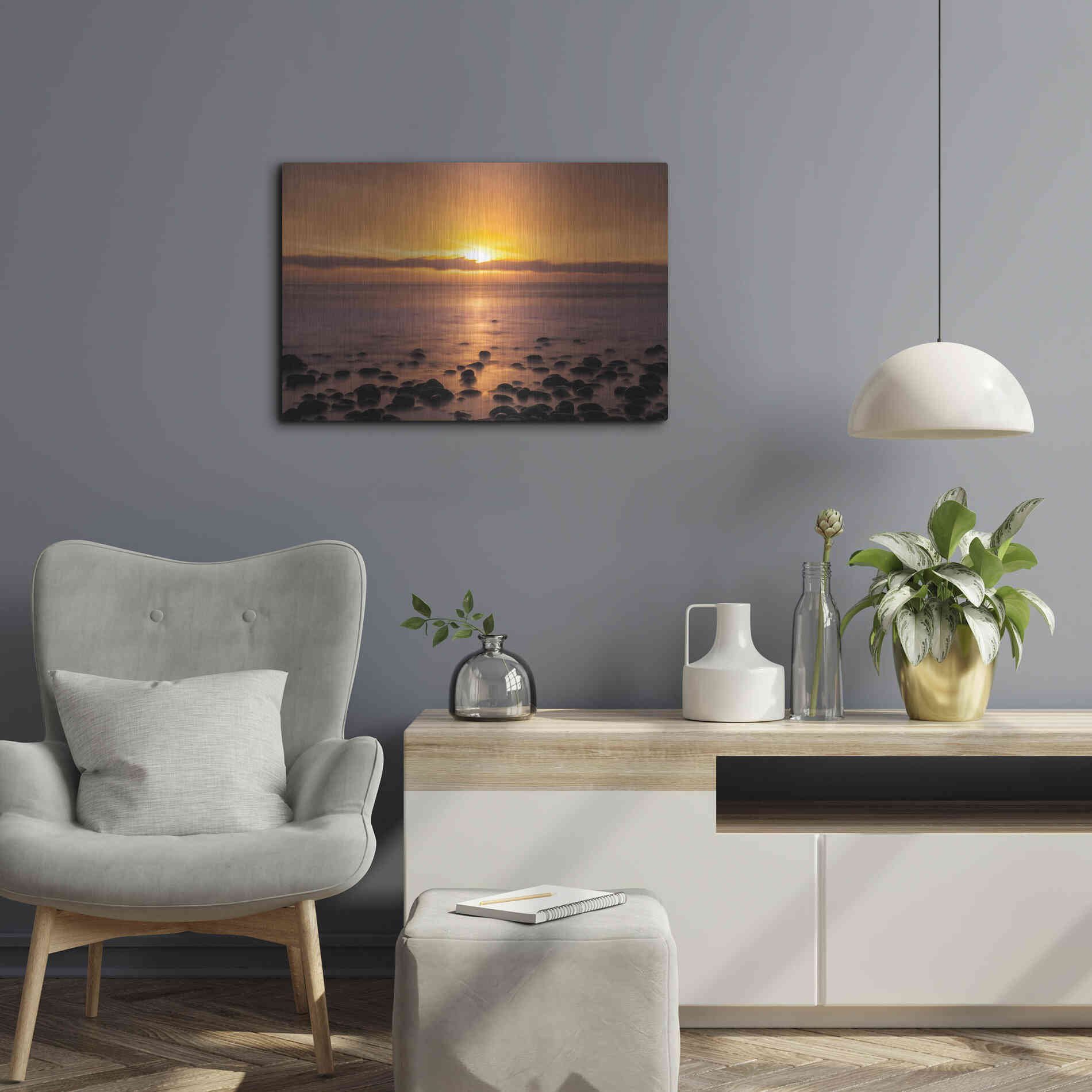 Luxe Metal Art 'Pacific Sunset' by Chris Moyer, Metal Wall Art,24x16
