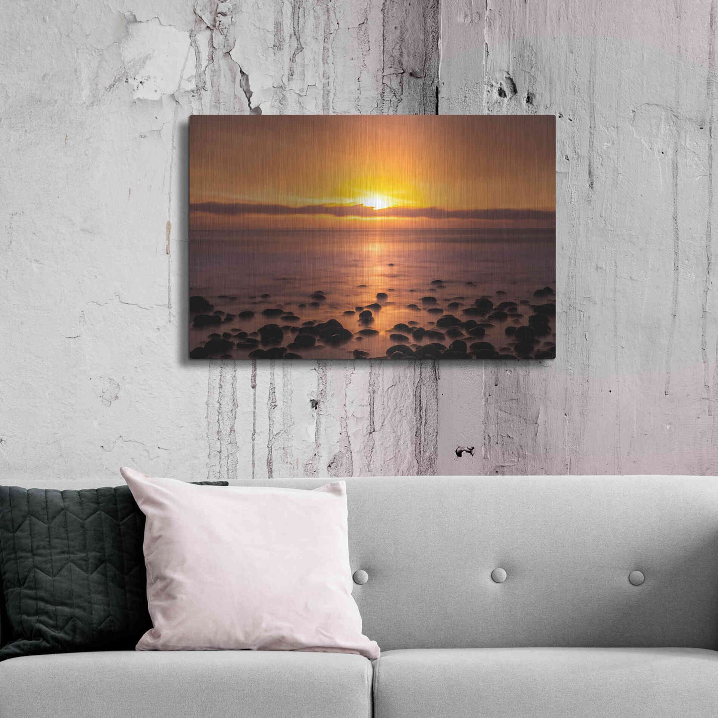 Luxe Metal Art 'Pacific Sunset' by Chris Moyer, Metal Wall Art,36x24