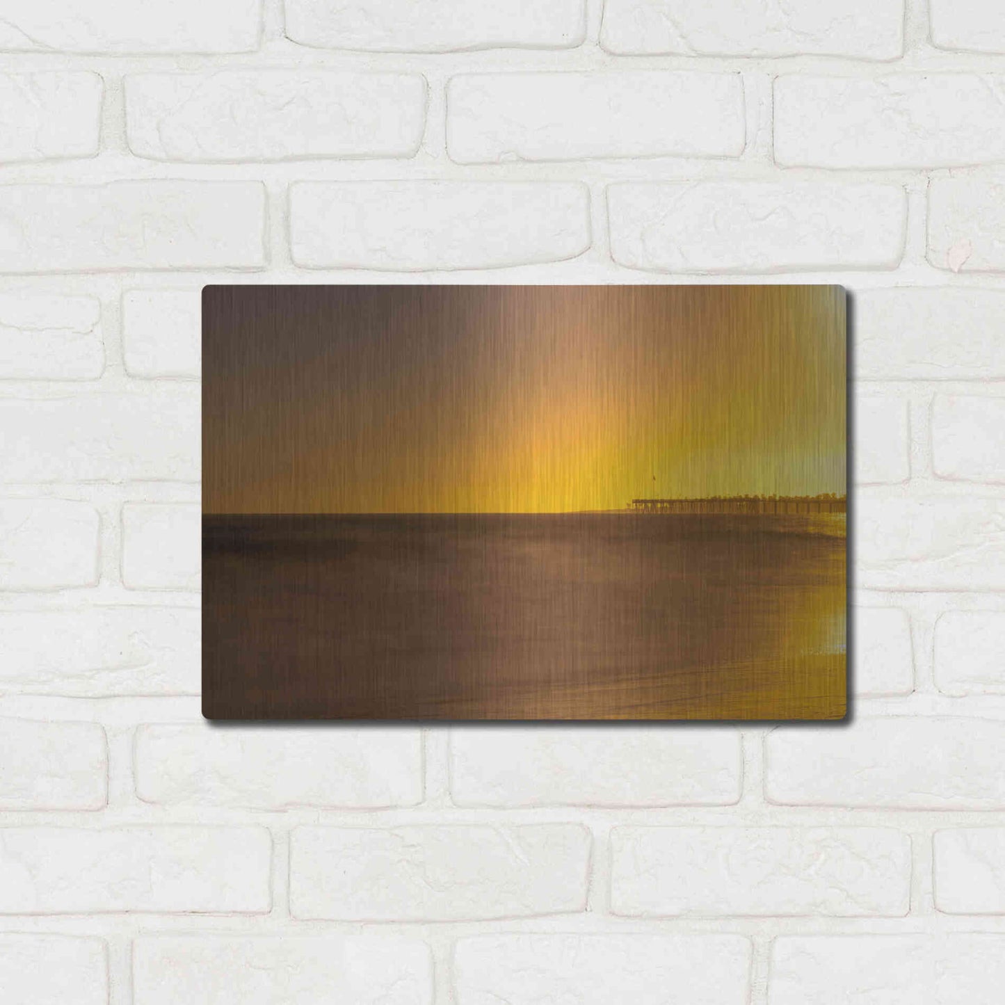 Luxe Metal Art 'Pier Orange' by Chris Moyer, Metal Wall Art,16x12