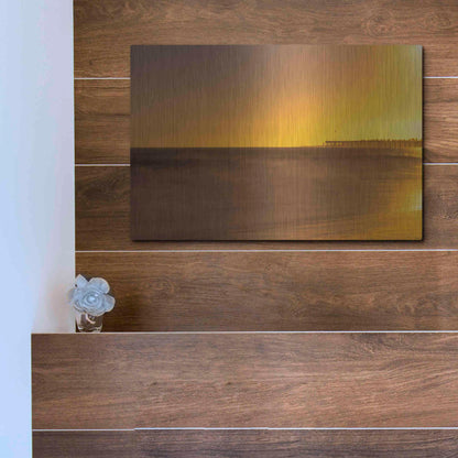 Luxe Metal Art 'Pier Orange' by Chris Moyer, Metal Wall Art,16x12