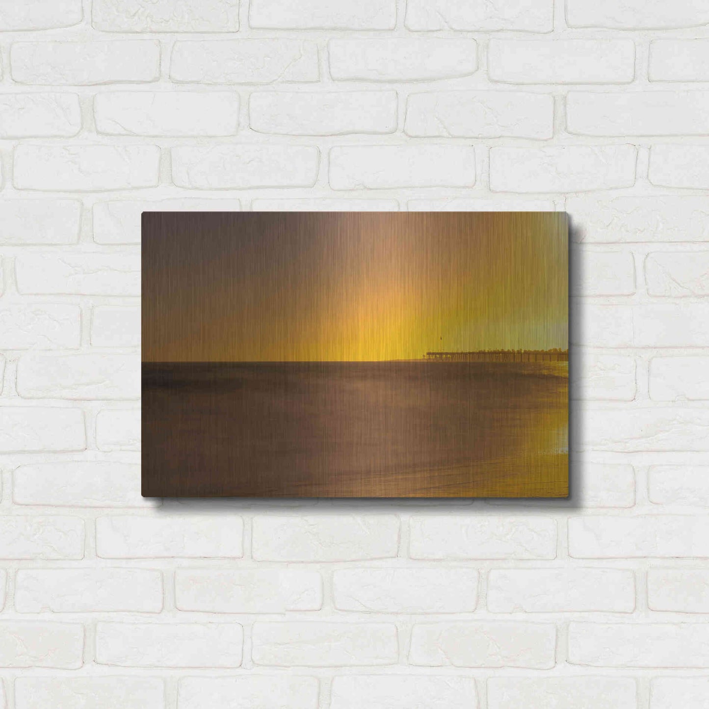 Luxe Metal Art 'Pier Orange' by Chris Moyer, Metal Wall Art,24x16