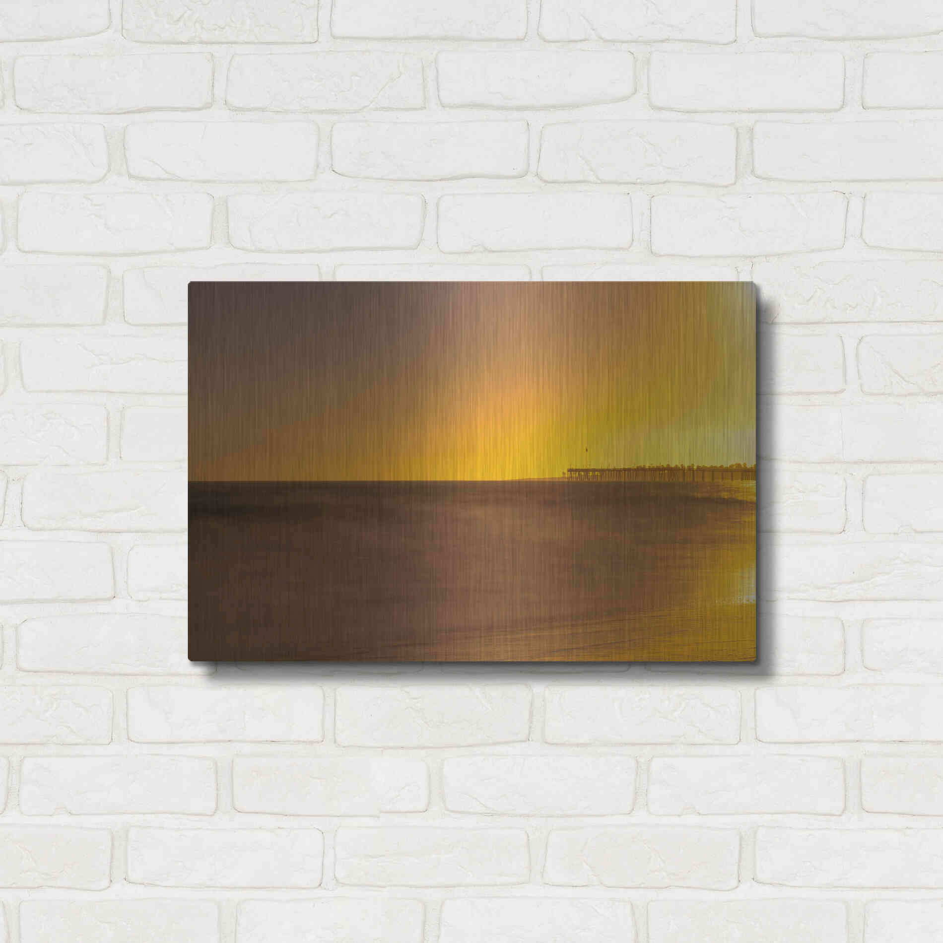 Luxe Metal Art 'Pier Orange' by Chris Moyer, Metal Wall Art,24x16