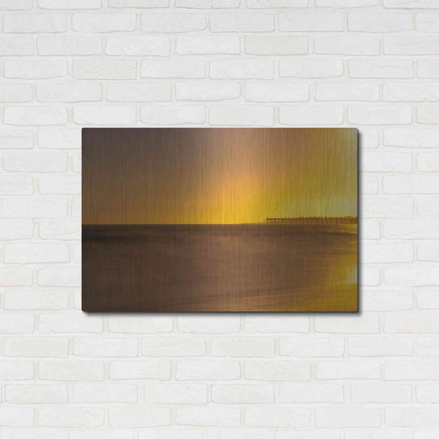 Luxe Metal Art 'Pier Orange' by Chris Moyer, Metal Wall Art,36x24