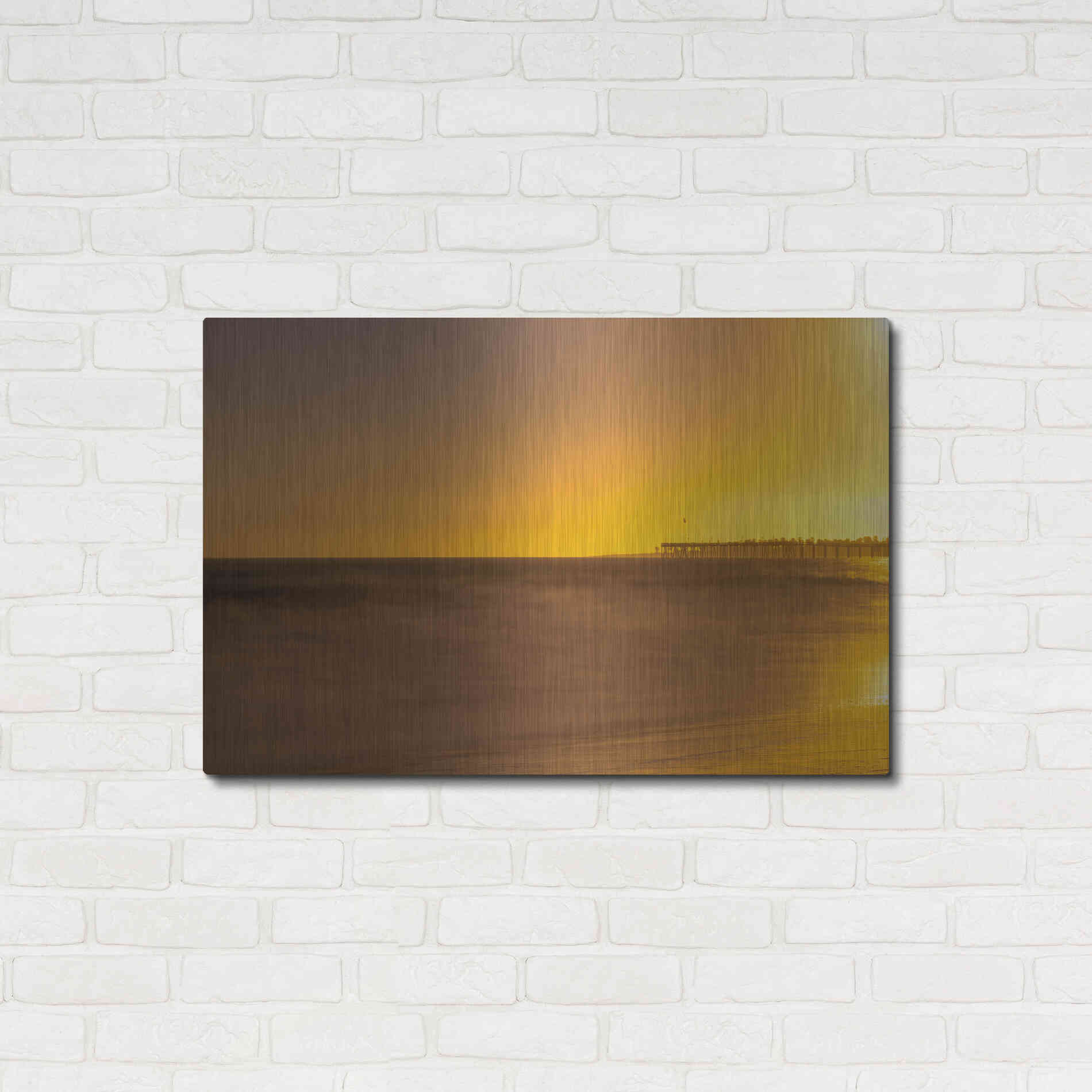 Luxe Metal Art 'Pier Orange' by Chris Moyer, Metal Wall Art,36x24