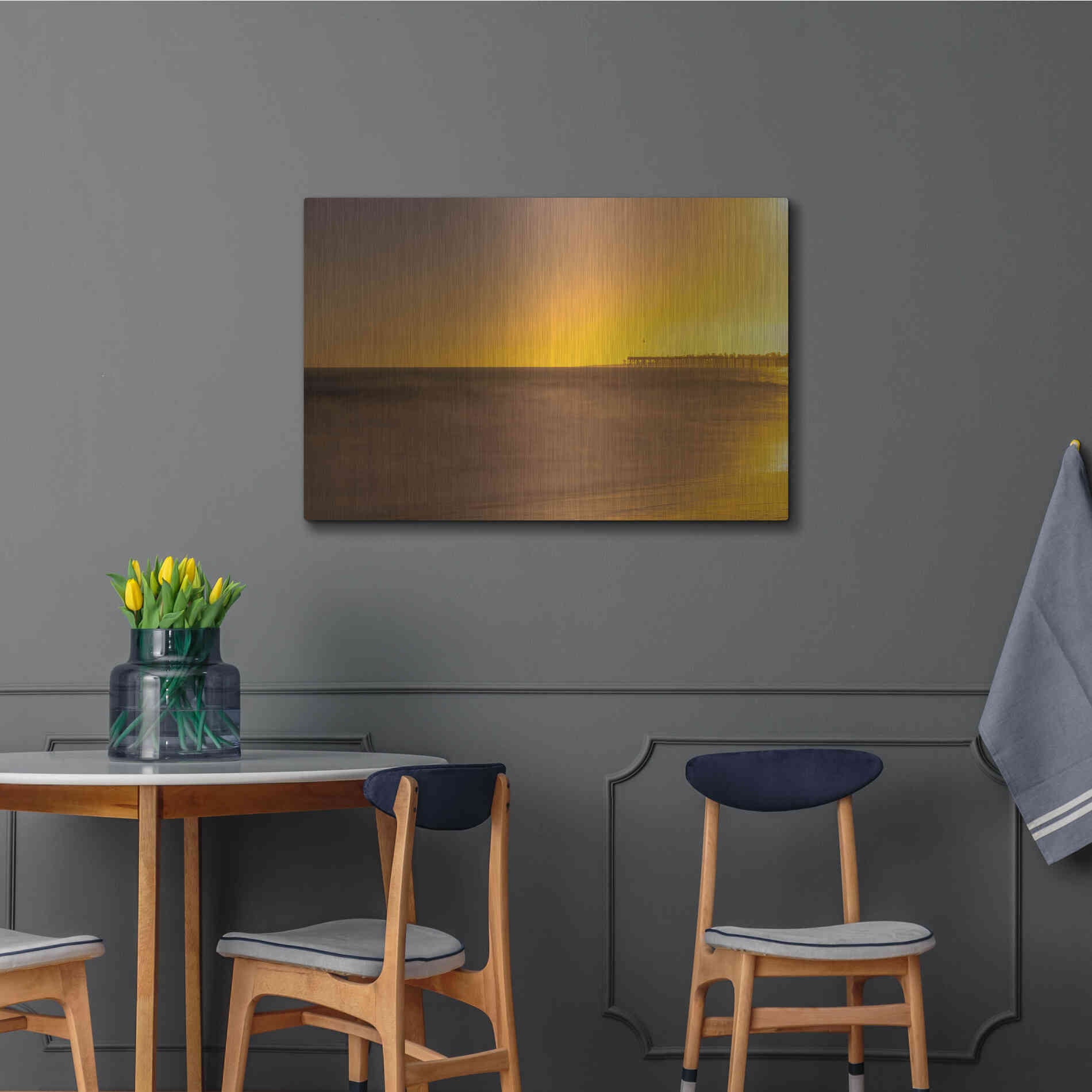 Luxe Metal Art 'Pier Orange' by Chris Moyer, Metal Wall Art,36x24