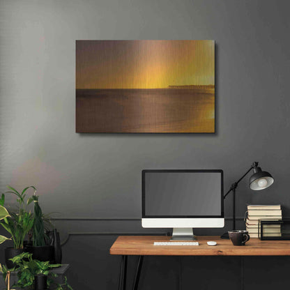Luxe Metal Art 'Pier Orange' by Chris Moyer, Metal Wall Art,36x24