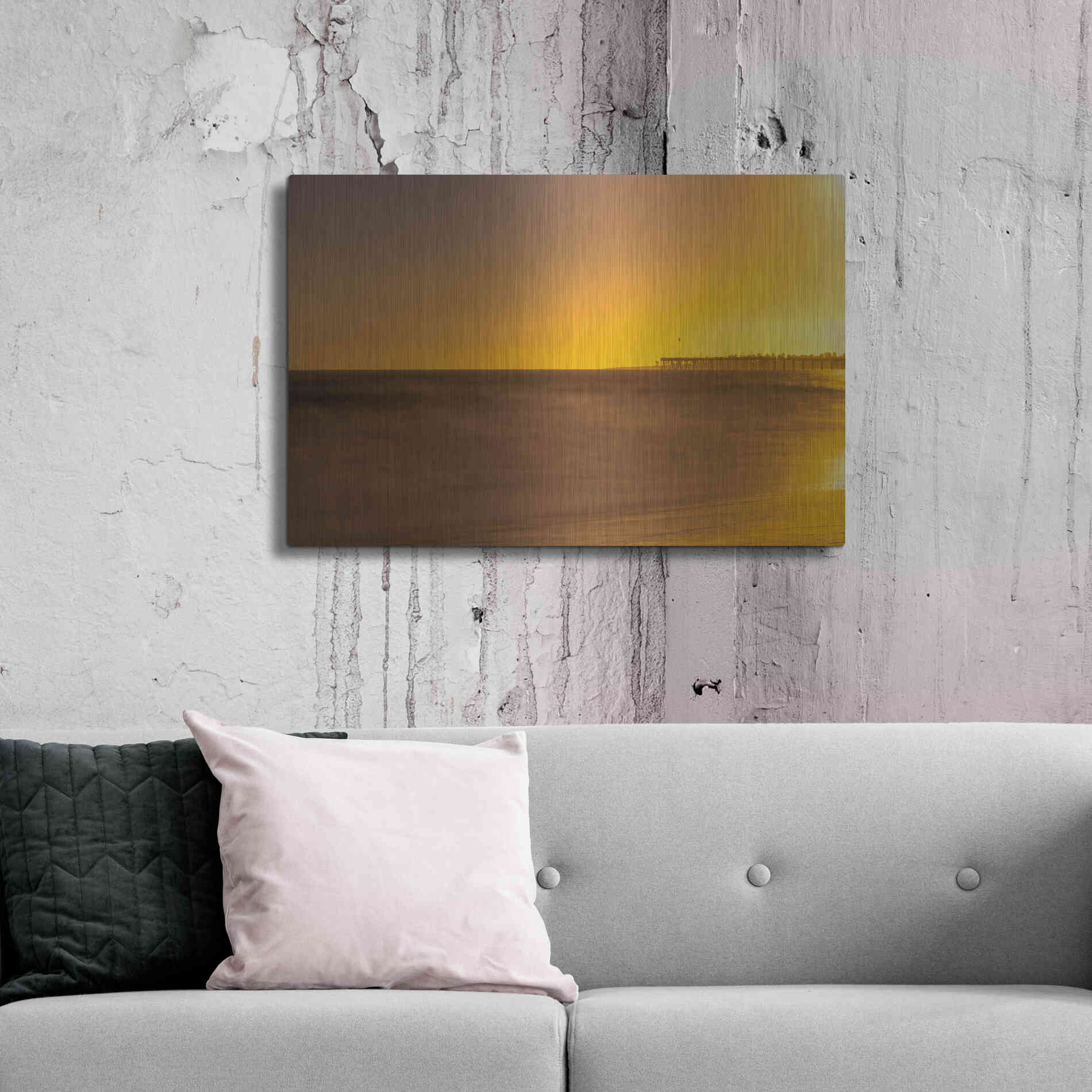 Luxe Metal Art 'Pier Orange' by Chris Moyer, Metal Wall Art,36x24