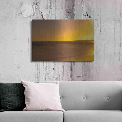Luxe Metal Art 'Pier Orange' by Chris Moyer, Metal Wall Art,36x24