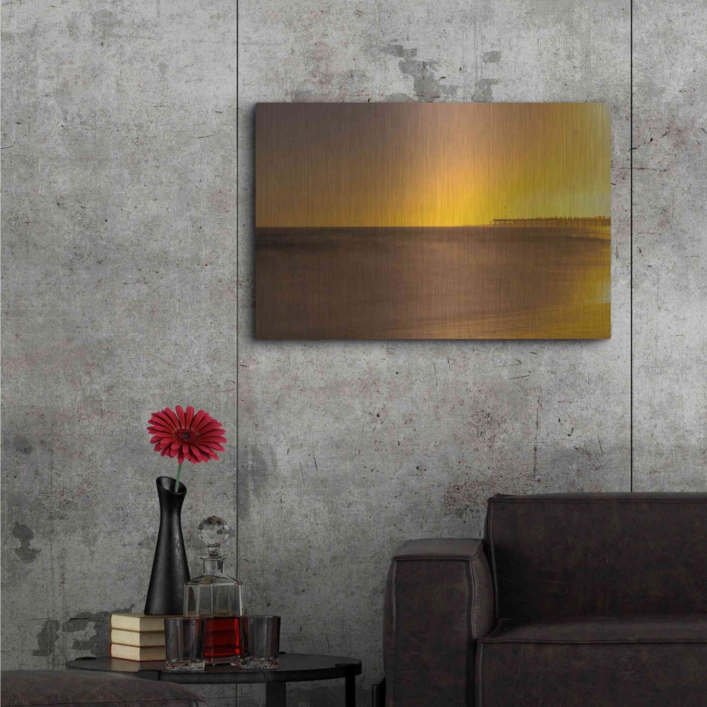 Luxe Metal Art 'Pier Orange' by Chris Moyer, Metal Wall Art,36x24