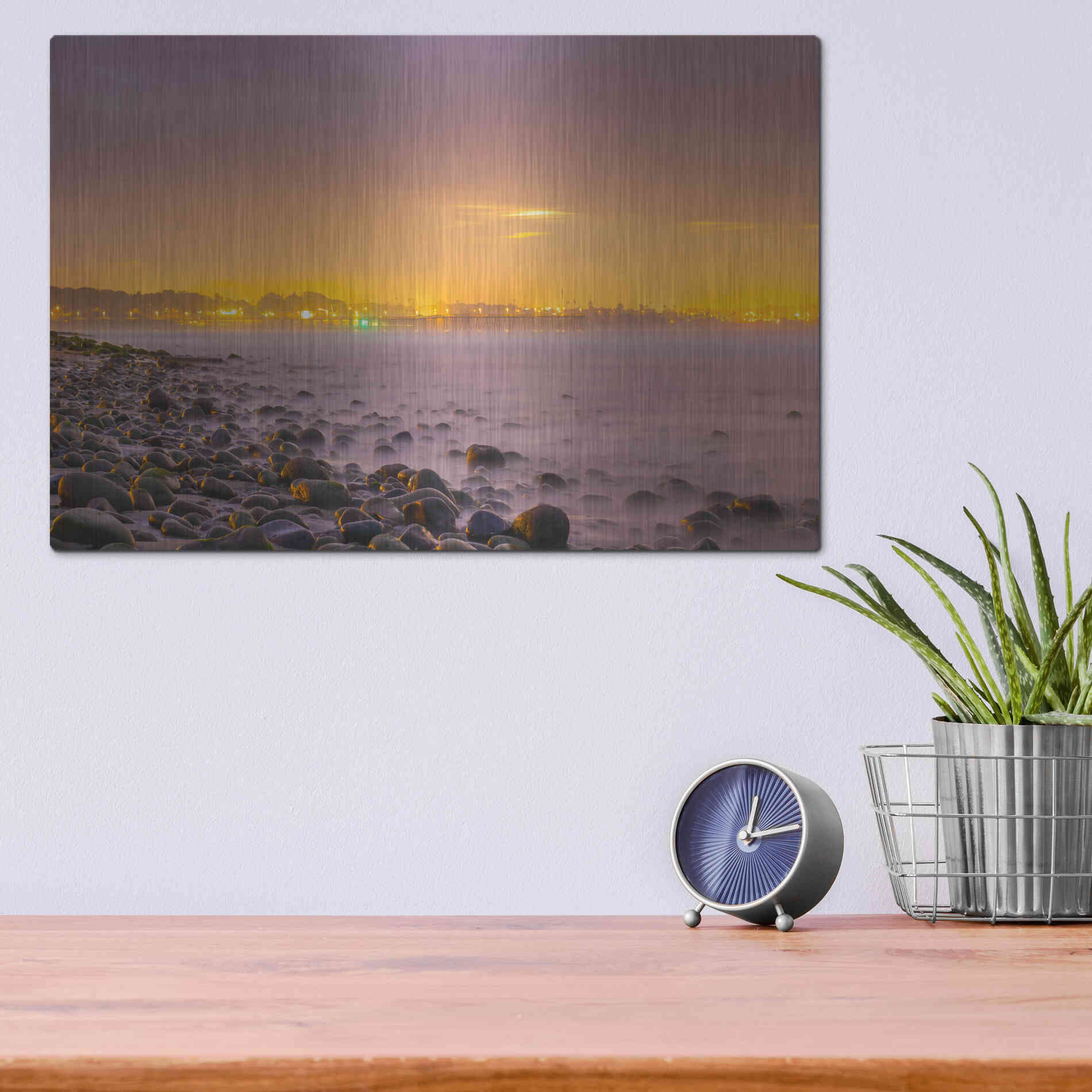 Luxe Metal Art 'Sunrise At Surfer's Point' by Chris Moyer, Metal Wall Art,16x12