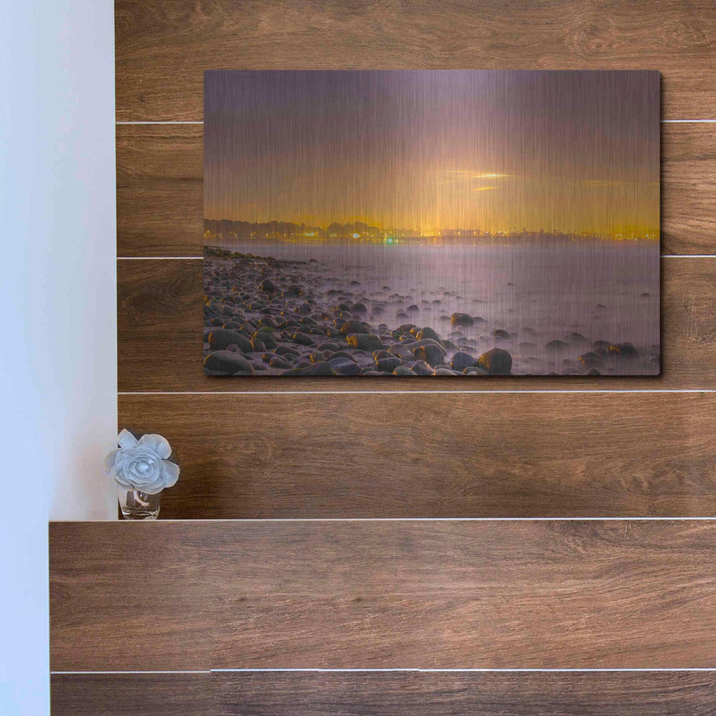 Luxe Metal Art 'Sunrise At Surfer's Point' by Chris Moyer, Metal Wall Art,16x12
